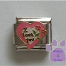 I Love You Italian Charm inside a pink heart with flowers