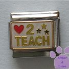 Love (red heart) 2 TEACH Italian Charm on white enamel