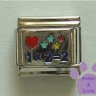 Love (red heart) Math Italian Charm with 1 X 2 is 2