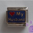 Love (red heart) My Husband Italian Charm on blue
