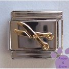 Goldtone Scissors Italian Charm for Hairdresser, Scrapbooker or Seamstress