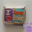 I Love (heart) Scrap Booking Italian Charm on an Open Scrap Book