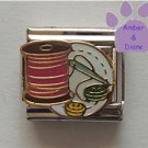 Needle and Thread with Buttons Italian Charm for a Seamstress