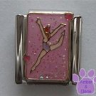 Dancer Italian Charm Lavender Leotard on Pink Glitter Back