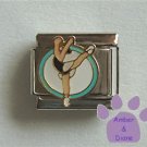 Dancer Italian Charm Posed on a blue and white disc