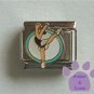 Dancer Italian Charm Posed on a blue and white disc