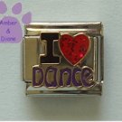 I Love Dance Italian Charm with red glitter enamel heart