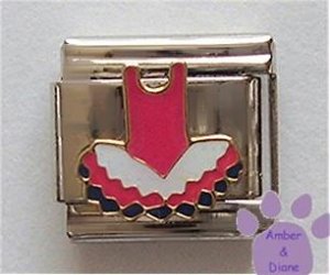 Pink Blue and White Dancing Tutu Italian Charm for Ballet Dancer
