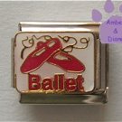 Ballet Italian Charm on white enamel with pink Ballet Slippers
