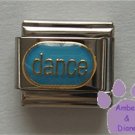 dance Italian Charm gold tone on blue enamel oval disc