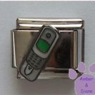 Cell Phone Italian Charm silver-gray with green screen