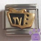 Television Italian Charm gold tone TV black screen