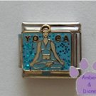 YOGA Italian Charm Woman in Yoga Position on blue Glitter