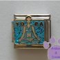 YOGA Italian Charm Woman in Yoga Position on blue Glitter