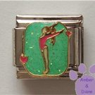 Gymnast Italian Charm for Gymnastics or Acrobatics, with hearts