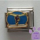 Gymnast on Balance Beam Italian Charm doing handstand