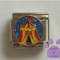 Circus Tent Italian Charm on a blue glitter enamel disc