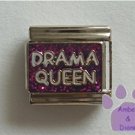 Drama Queen Italian Charm on purple glitter background