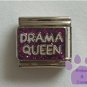 Drama Queen Italian Charm on purple glitter background