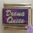 Drama Queen Italian Charm on purple glitter background