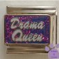 Drama Queen Italian Charm on purple glitter background