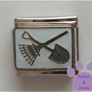 Rake and Shovel Italian Charm for Spring and Summer Gardening