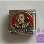 William Shakespeare Italian Charm on a red glitter disc