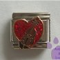 Bass Fiddle on a Large Red Glitter Heart Italian Charm