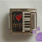 I love my Keyboard Italian Charm red heart and piano keys