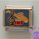 Musical Instruments Italian Charm SAX, DRUM, and TREBLE CLEF