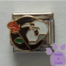 Phantom of the Opera Italian Charm with Mask and Red Rose