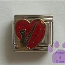 Saxophone on a Large Red Glitter Heart Italian Charm