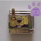 Wine Bottle, Stemmed Glass, and Cheese Wheel Italian Charm