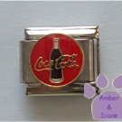 Bottle of Coca Cola Italian Charm on a red enamel disc