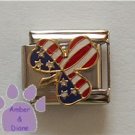 American Flag Clover or Shamrock Italian Charm US red white blue