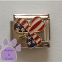 American Flag Clover or Shamrock Italian Charm US red white blue