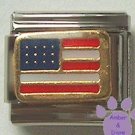 American Flag Italian Charm United States of America, goldtone