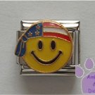 American Smiley Face Italian Charm wearing a flag bandanna