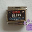 GOD BLESS AMERICA Italian Charm in red, white and blue