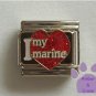 I love my marine Italian Charm on a big red glitter heart