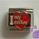 I love my sailor Italian Charm on a big red glitter heart