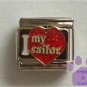 I love my sailor Italian Charm on a big red glitter heart