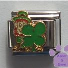Leprechaun Behind a Shamrock Italian Charm