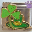 Lucky Irish Shamrock and Leprechaun Hat Italian Charm