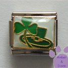 Lucky Irish Shamrock and Leprechaun Hat Italian Charm on white