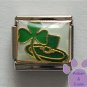 Lucky Irish Shamrock and Leprechaun Hat Italian Charm on white