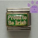 Proud to Be Irish Italian Charm on a Green glitter background