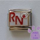 RN in Red with a White Nurse Cap Italian Charm on white