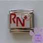 RN in Red with a White Nurse Cap Italian Charm on white
