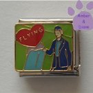 Love (heart) FLYING Flight Attendant Italian Charm Stewardess